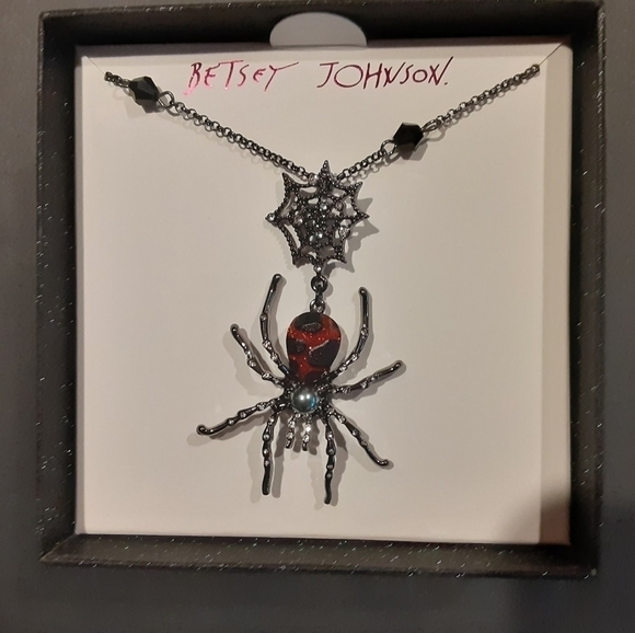 Betsey Johnson Spider Web Necklace & Earring Set New - Picture 3 of 4